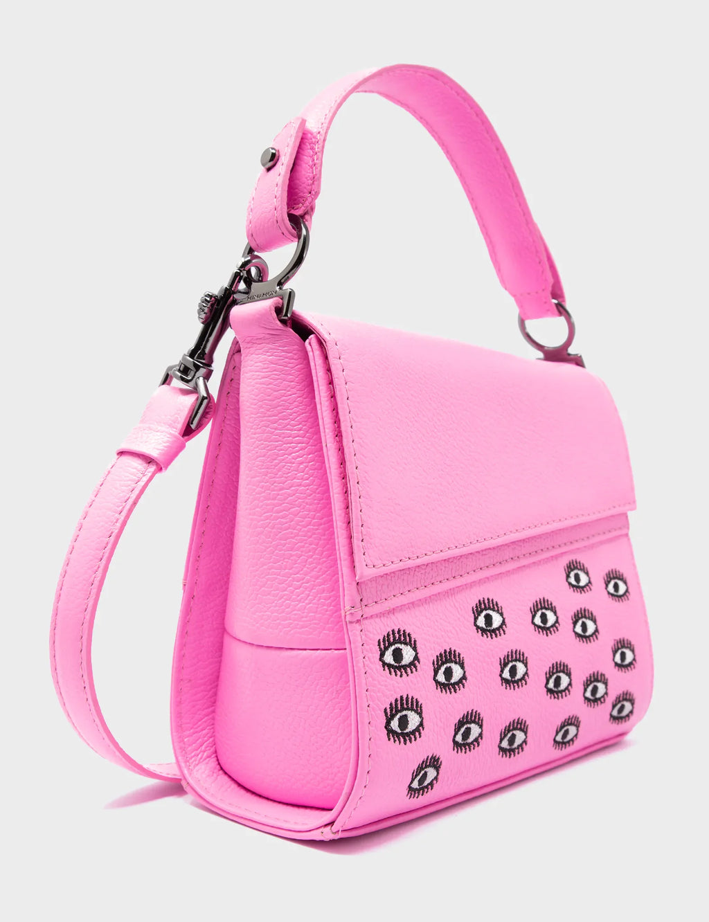 Anastasio Micro Crossbody Handbag Bubblegum Pink Leather - Eyes Embroidery