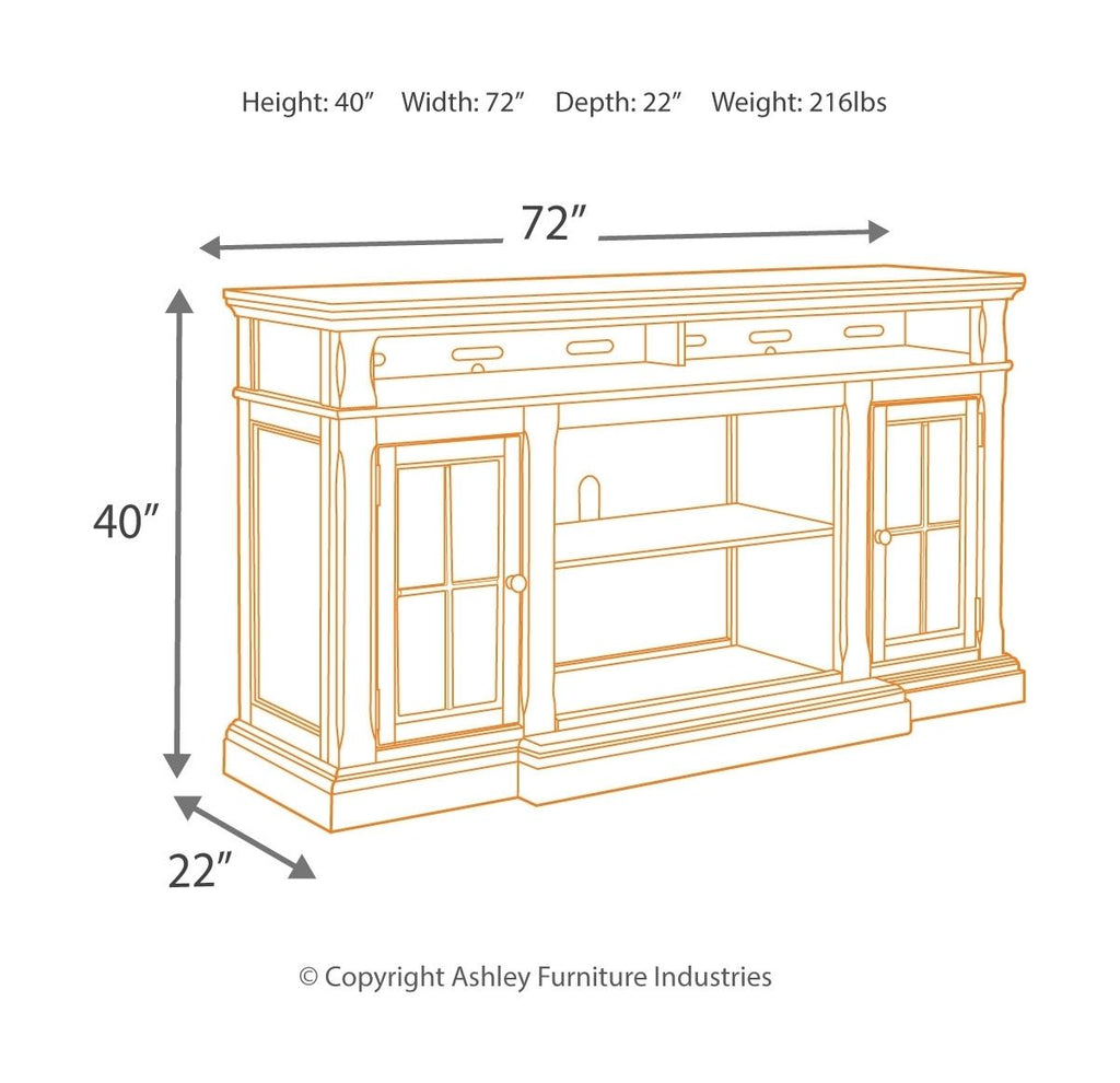 Roddinton - Dark Brown - 2 Pc. - 74 TV Stand with Electric Infrared Fireplace Insert
