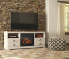 Willowton - Whitewash - 2 Pc. - 64 TV Stand with Faux Firebrick Fireplace Insert