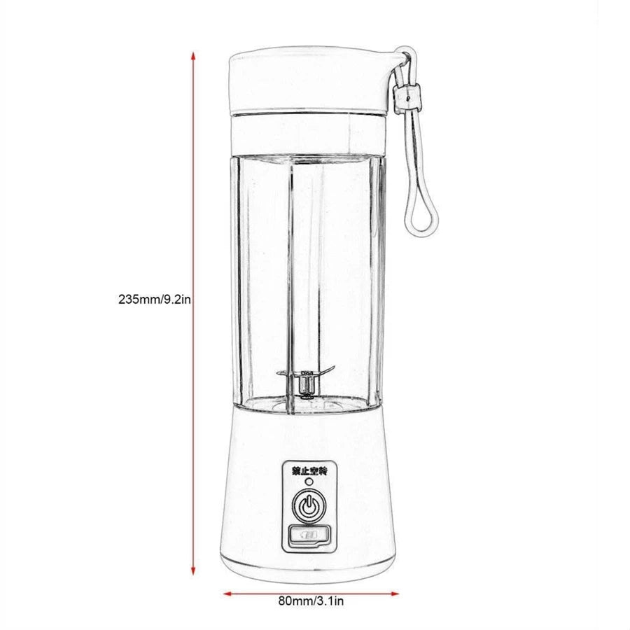 BESTDIY Portable USB Rechargeable Fruit Juice Blender Juice Maker Juicer Blender Mixer 380ML Fruit Juicer