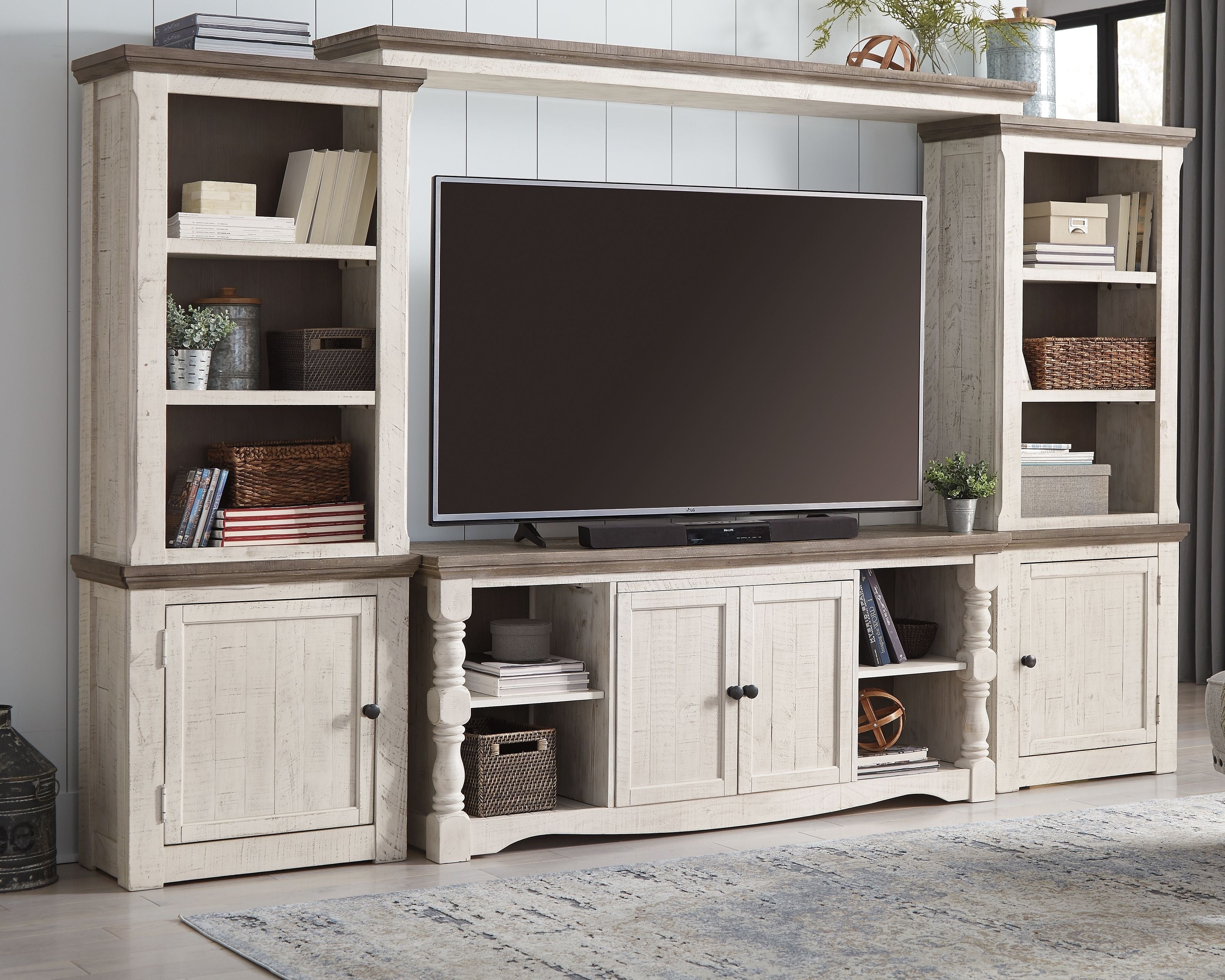 Havalance - Brown / Beige - 4 Pc. - Entertainment Center - 67 TV Stand