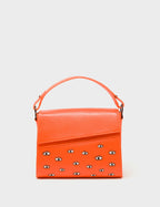 Anastasio Mini Crossbody Handbag Neon Orange Leather - All Over Eyes Embroidery