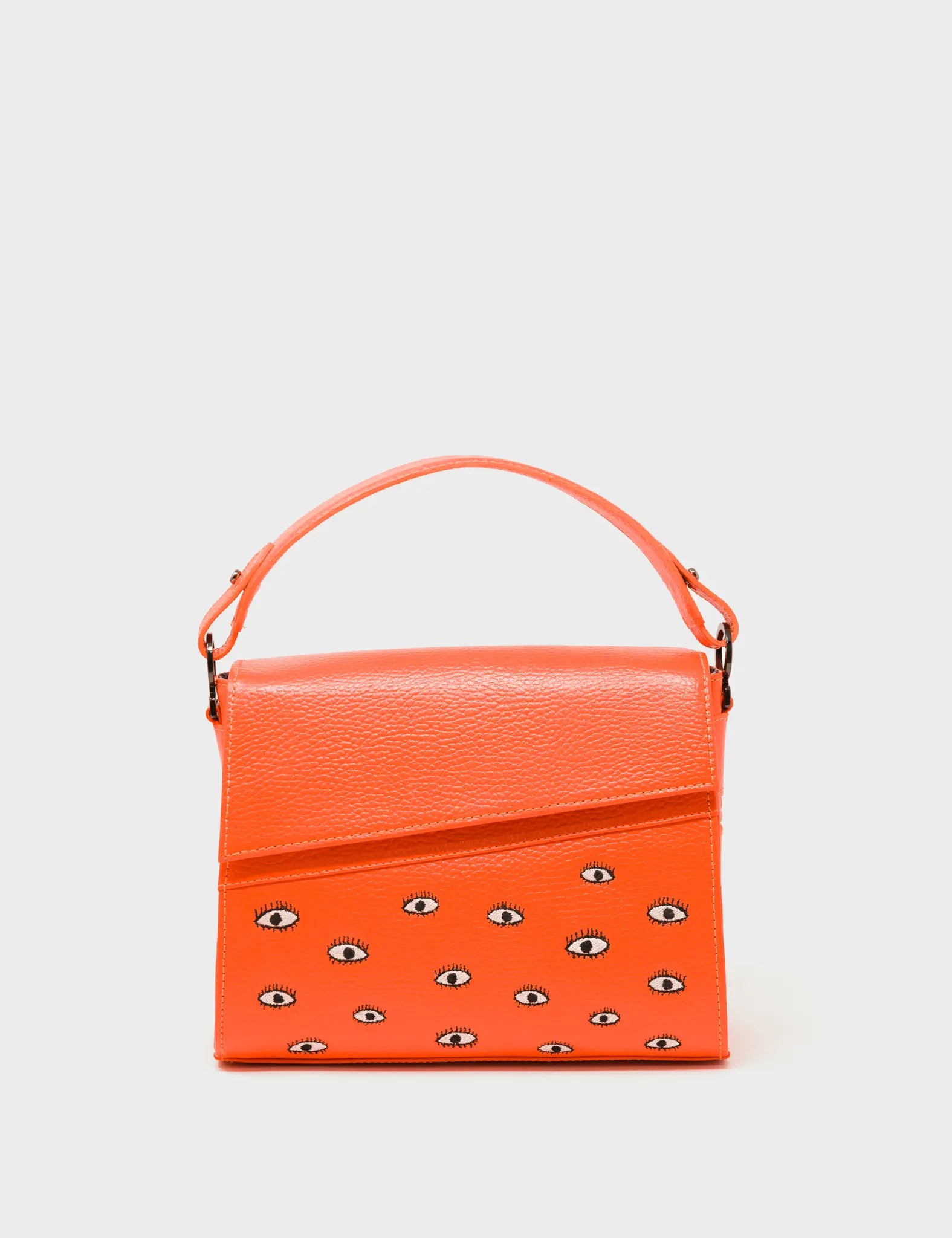 Anastasio Mini Crossbody Handbag Neon Orange Leather - All Over Eyes Embroidery