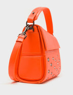 Anastasio Mini Crossbody Handbag Neon Orange Leather - All Over Eyes Embroidery