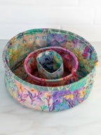 Mini Collapsible Storage Bins. Set of 3 - Taupe Watercolor Patchwork