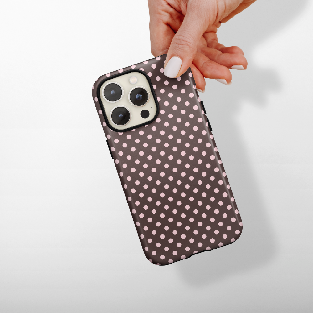 Tough Phone Case - Brown Polka Dot