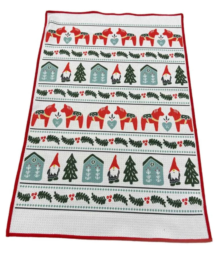 Holiday Microfiber Waffle Kitchen Towel