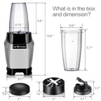 La Reveuse Countertop Blender - Making Shakes and Smoothies 600 Watts-with 20 oz and 24 oz BPA Free Portable Travel Bottles - Dishwasher Safe