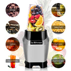 La Reveuse Countertop Blender - Making Shakes and Smoothies 600 Watts-with 20 oz and 24 oz BPA Free Portable Travel Bottles - Dishwasher Safe