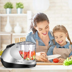 La Reveuse Electric Mini Food Chopper. Vegetable Fruit Cutter. Meat Grinder Mincer with 1.3-Cup Prep Bowl. Silver. LARB1809