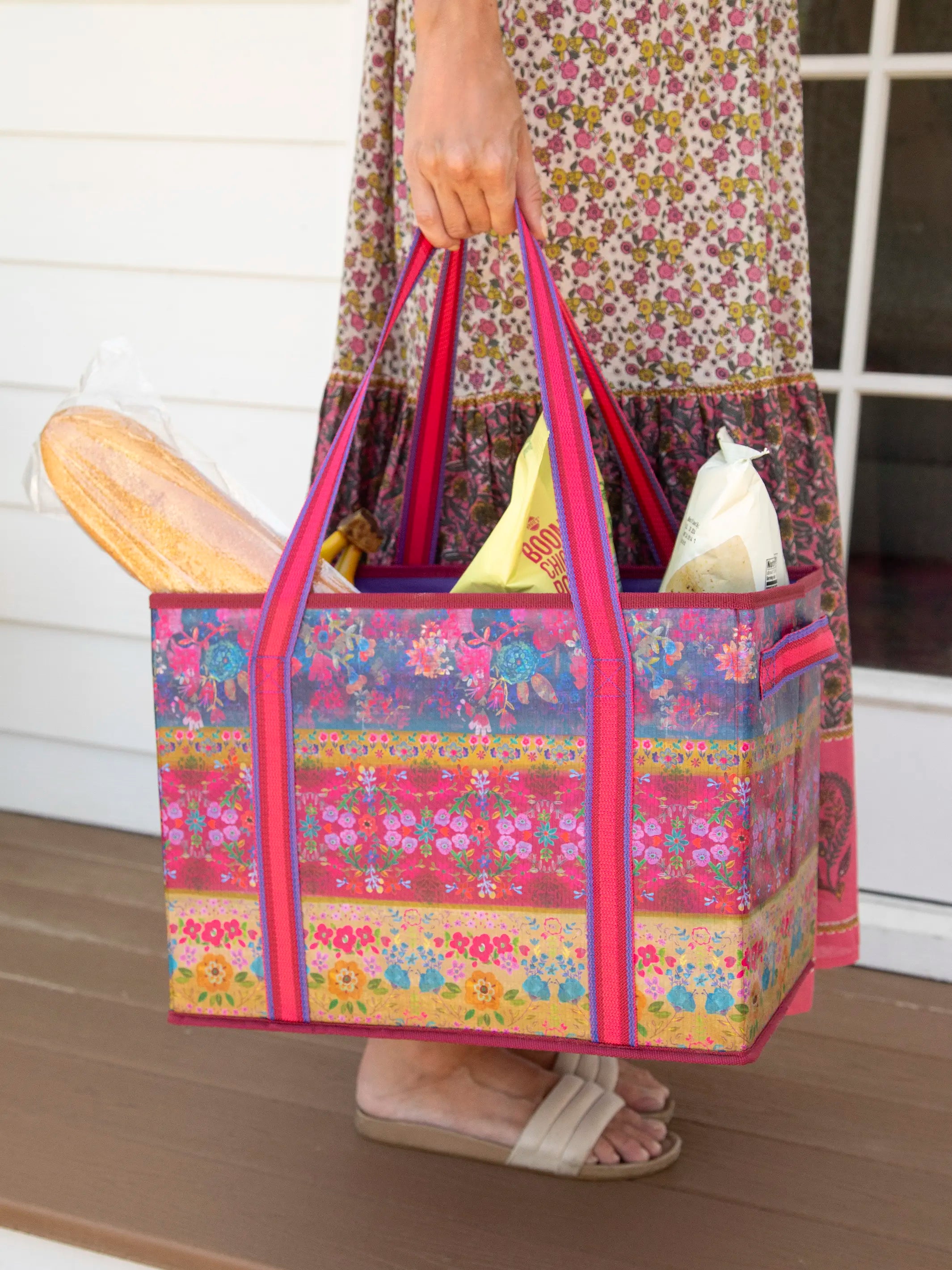 Heavy Duty Grocery & Go Bags. Set of 2 - Jewel Border