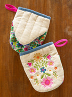 Embroidered Mini Oven Mitts. Set of 2