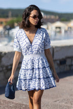 Ginette Embroidered Mini Dress Blue