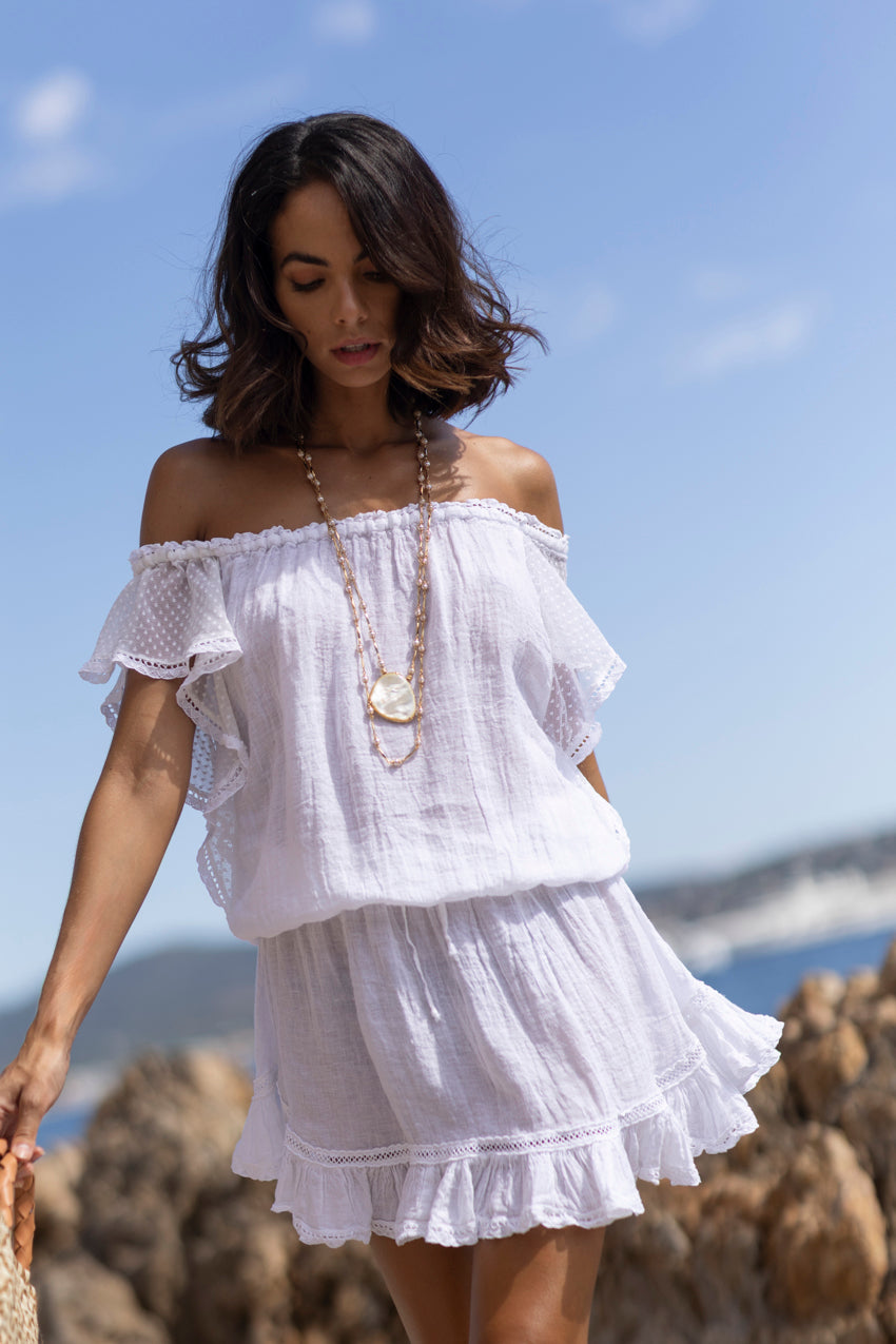 Astra Linen Dress White