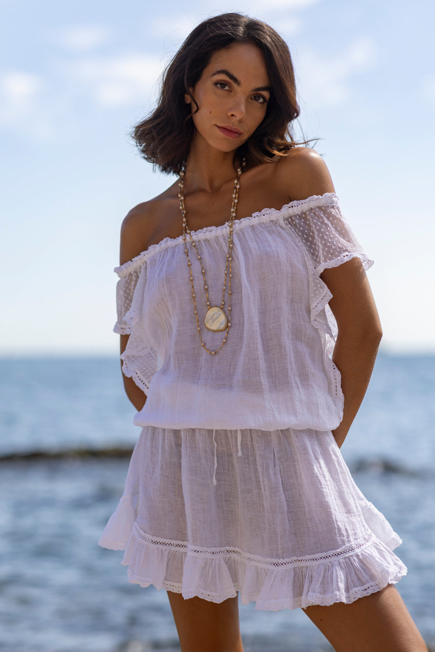 Astra Linen Dress White