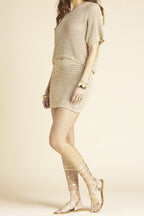 Livia Crochet Lurex Skirt Gold