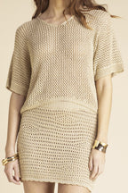 Livia Crochet Lurex Skirt Gold