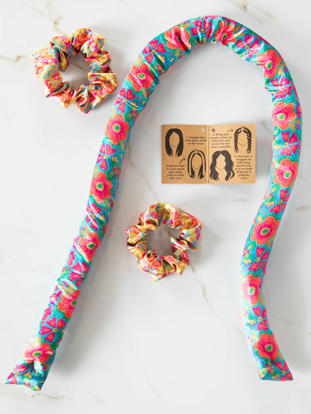 Heatless Hair Curler - Teal Floral