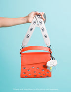 Anastasio Mini Crossbody Handbag Neon Orange Leather - All Over Eyes Embroidery