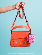 Anastasio Mini Crossbody Handbag Neon Orange Leather - All Over Eyes Embroidery