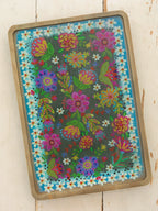 Clip On Sofa Tray Table - Black Folk Flower
