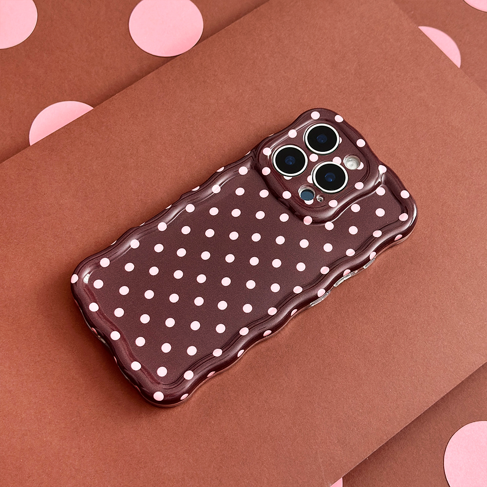 Wavy Phone Case - Brown Polka Dot