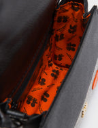 Anastasio Micro Crossbody Handbag Black Leather - All Over Eyes Design