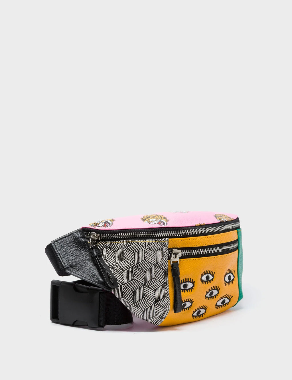 Harold Fanny Pack Bubblegum Pink Leather - Blazing Tiger Print