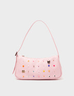 Lucas Hobo Mini Parfait Pink Handbag - Studs Pattern