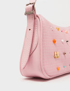 Lucas Hobo Mini Parfait Pink Handbag - Studs Pattern