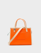 Simon Neon Orange Leather Small Handbag - Retro Tiger Design