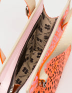 Simon Neon Orange Leather Small Handbag - Retro Tiger Design