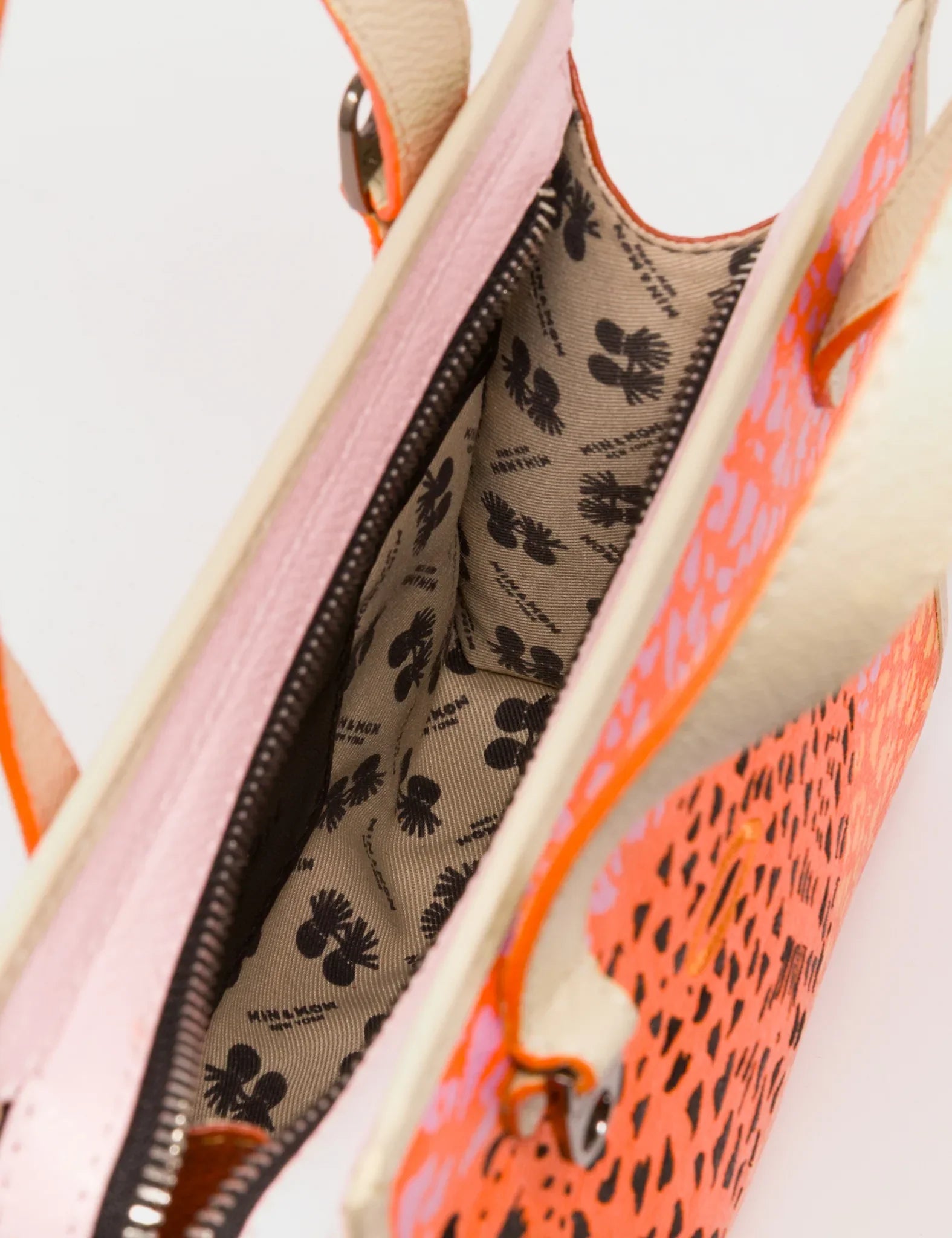 Simon Neon Orange Leather Small Handbag - Retro Tiger Design