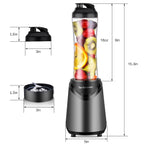 La Reveuse Smoothie Blender Personal Size 300 Watts with 2 Pieces 18 oz BPA Free Travel Sports Bottles.Grey
