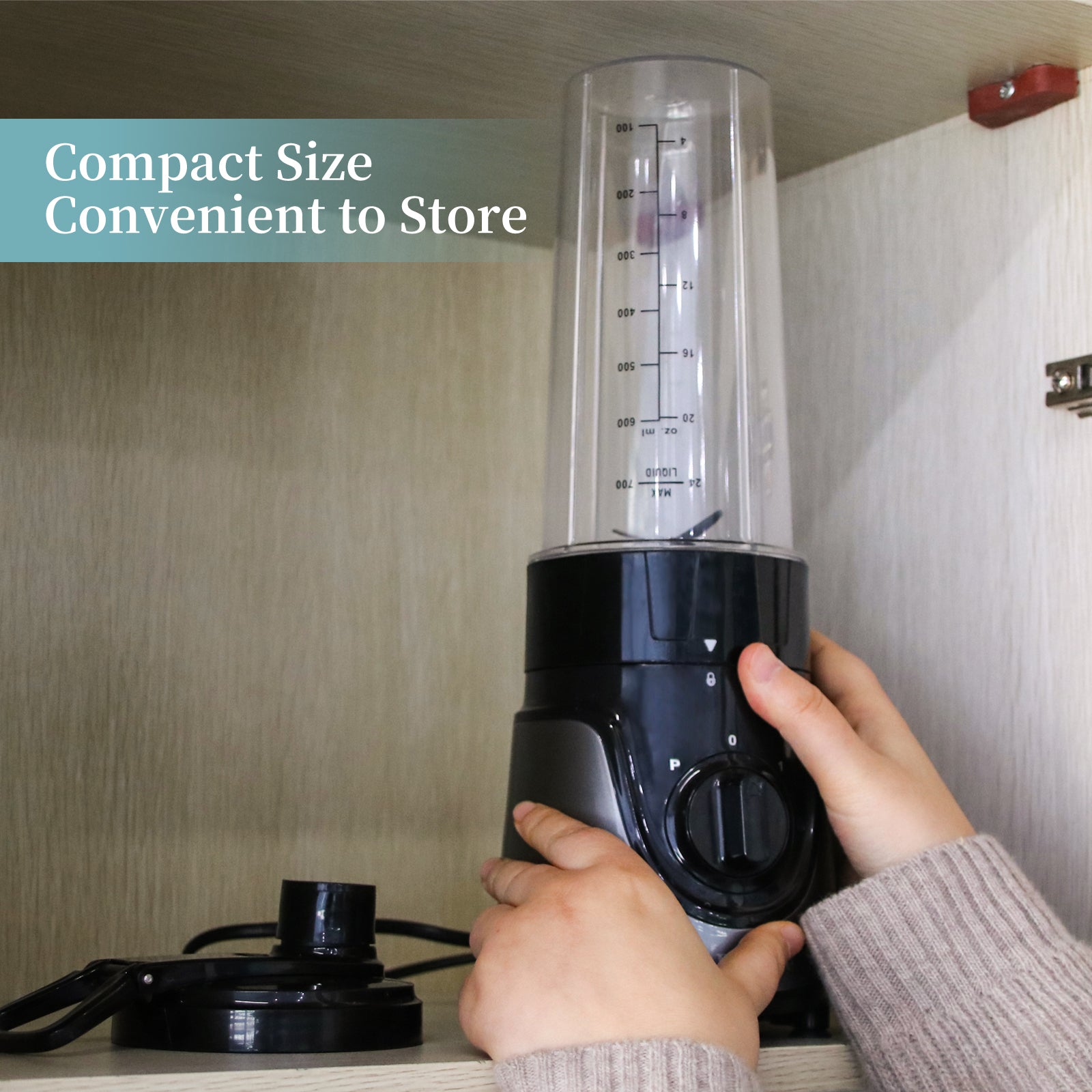 La Reveuse Personal Size Smoothies Blender 300 Watts with 24 oz BPA Free Portable Travel Sports Bottle (Grey)