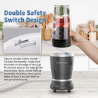 La Reveuse Personal Size Blender 250 Watts Power for Shakes Smoothies Seasonings Sauces with 1 Piece 15 oz Cup.1 Piece 10 oz Mug.BPA Free (Black)