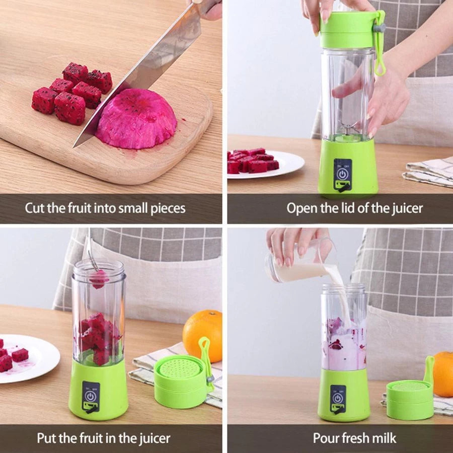 BESTDIY Portable USB Rechargeable Fruit Juice Blender Juice Maker Juicer Blender Mixer 380ML Fruit Juicer