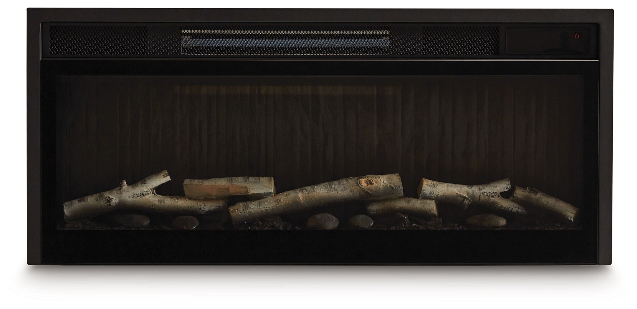 Entertainment Accessories - Black - Fireplace Insert With Faux Birch Log Set