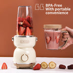 La Reveuse Personal Size Blender 300 Watts Power for Shakes Smoothies Seasonings Sauces with 17 oz Cup / 10 oz Mug.Retro Style