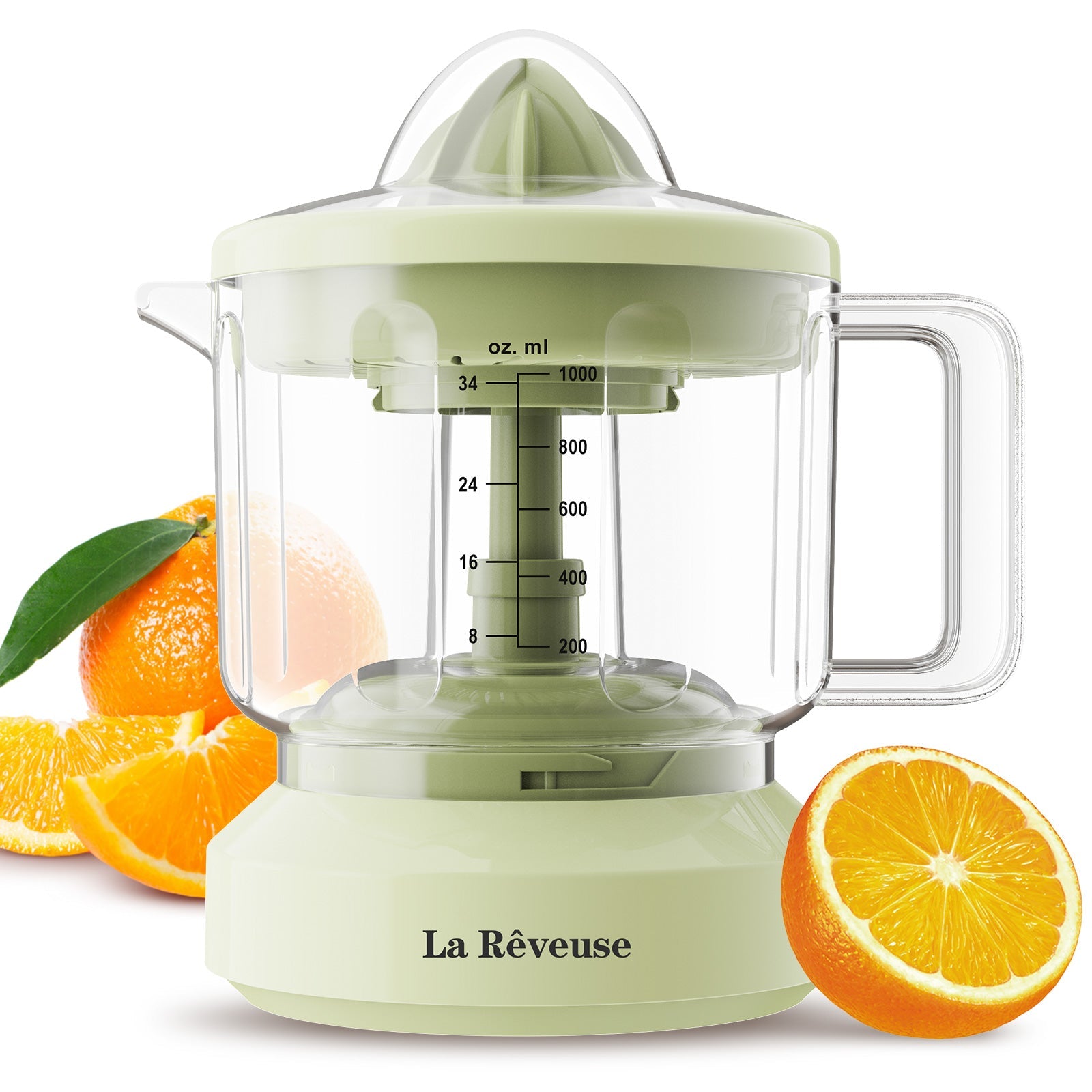 La Reveuse Electric Citrus Juicer 34 oz for Grapefruit Orange Lemon Lime Juice. 40W. Grayish Yellow
