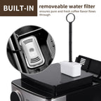 La Reveuse Programmable Drip Coffee Maker with Burr Grinder.2-Way Brewing.12 Cups.Black & Stainless Steel