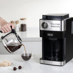 La Reveuse Programmable Drip Coffee Maker with Burr Grinder.2-Way Brewing.12 Cups.Black & Stainless Steel