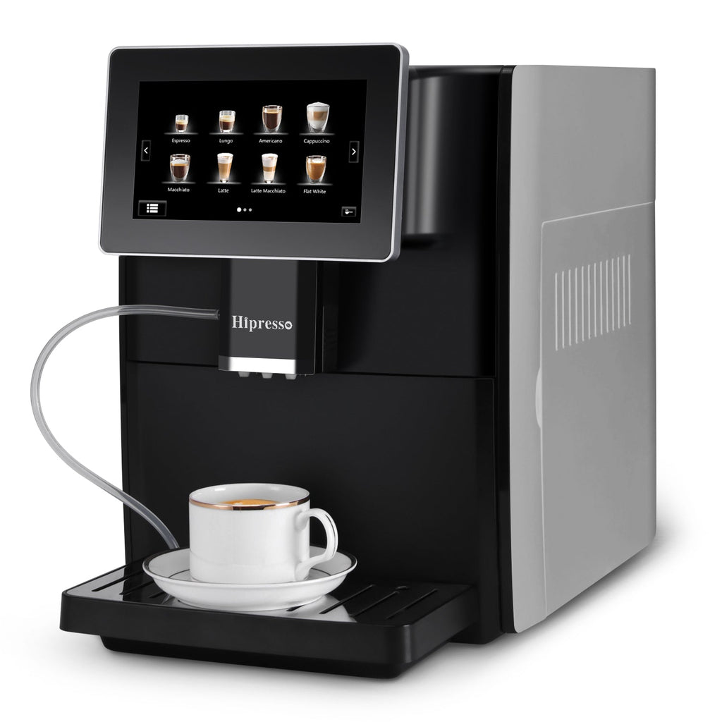 Hipresso Super-automatic Espresso Coffee Machine with Large 7 Display for Brewing Americano.Cappuccino. Latte. Macchiato.Flat White. Espresso Drinks