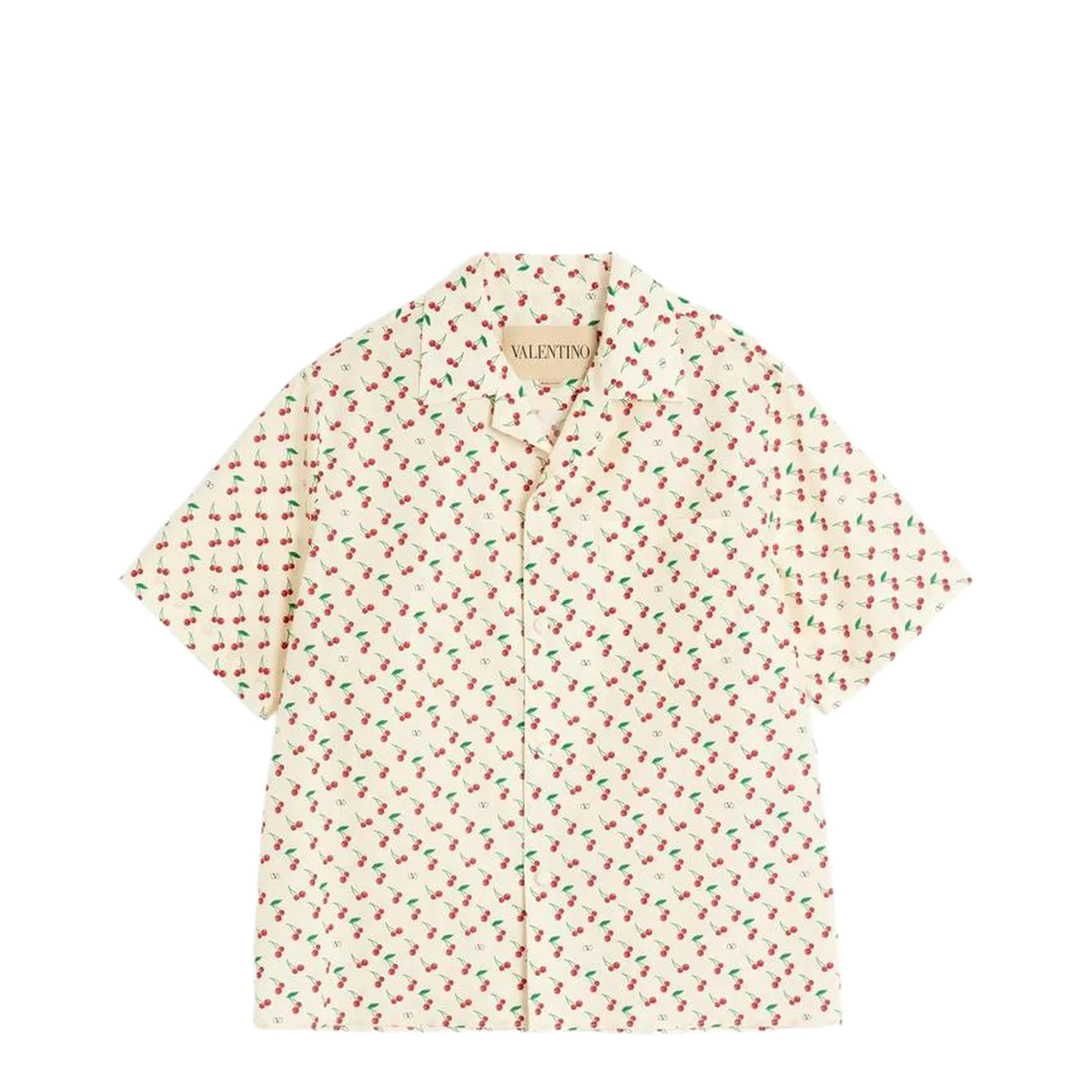 Cotton Poplin Bowling Shirt With Cherryfic Print