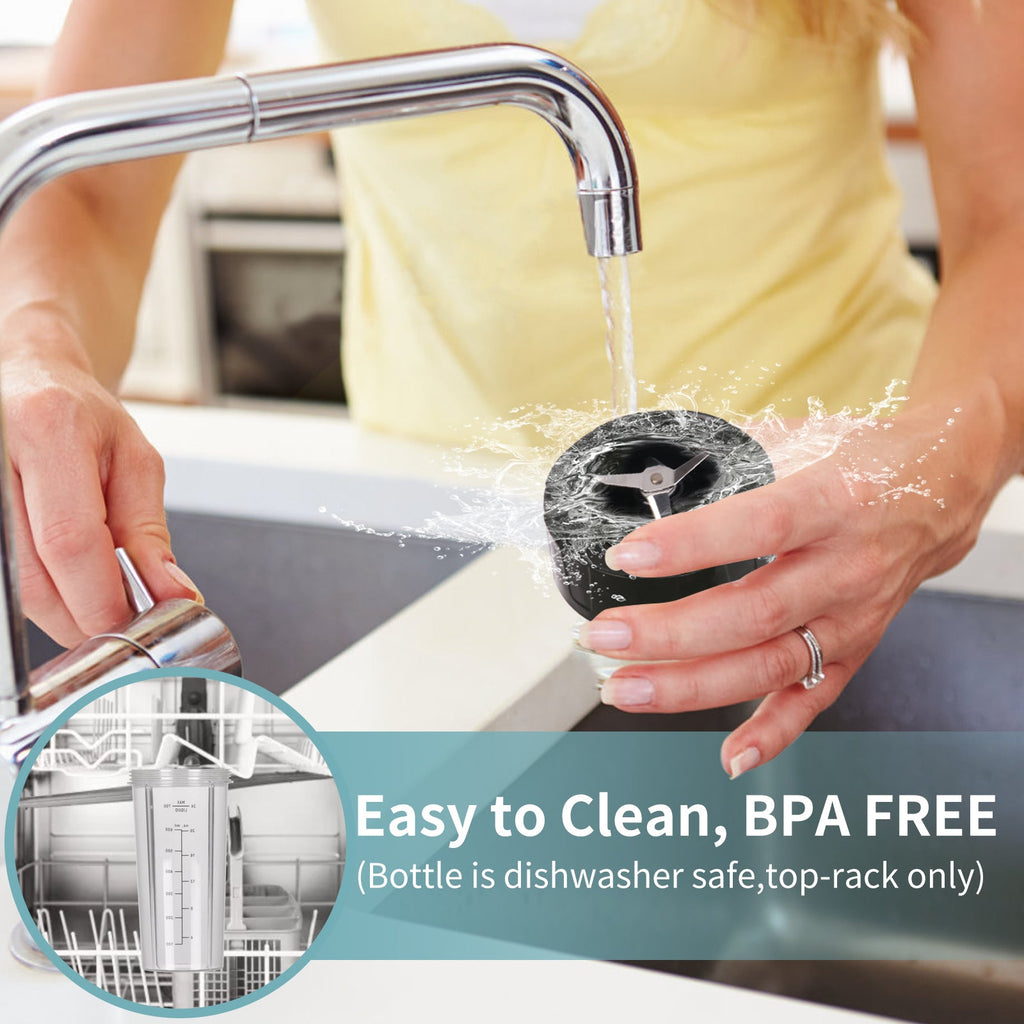 La Reveuse Personal Size Smoothies Blender 300 Watts with 24 oz BPA Free Portable Travel Sports Bottle (Grey)