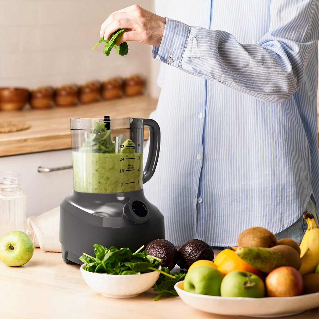 La Reveuse 4 Cup Food Processor Vegetable Chopper. 400 Watts. for Slicing.Shredding.Grating.Juicing.Emulsfying.Mixing