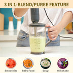 La Reveuse Immersion Hand Blender. 3 in 1. 300 Watts 2 Speeds Multi-purpose with Whisk.Mixing Beaker.Food Chopper Grinder attachments