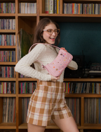 Lucas Hobo Mini Parfait Pink Handbag - Studs Pattern