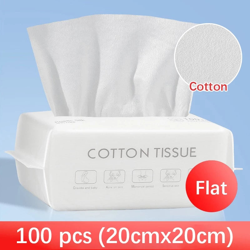 Disposable Cotton Face Towel for Sensitive Skin – 100% Pure Cotton, Wet and Dry Use, 50pcs or 100pcs