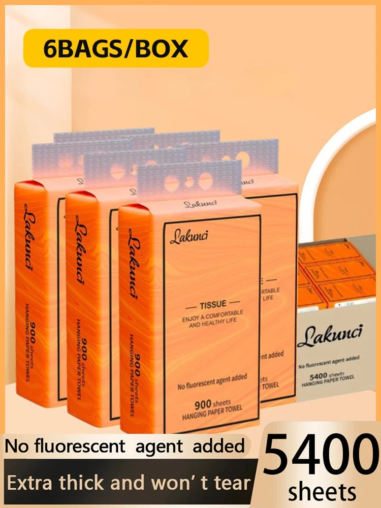 Premium Boxed 【6 Packs Gift 2 Hooks】4-Ply Disposable Napkins Deluxe Soft Facial Tissue Wall-Mounted Baby Tissue